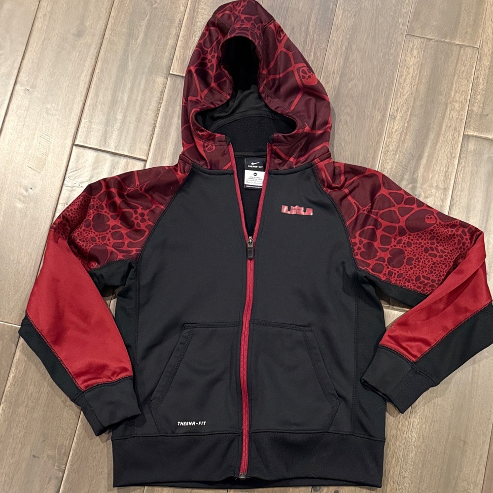 Nike LeBron-Kids Red and Black Hoodie Jacket